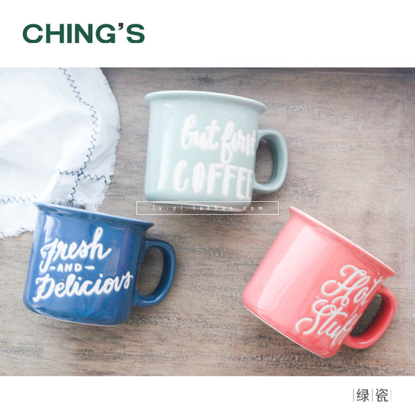 Green Porcelain House Foreign Trade Abactinal Mug Originality Hand Letter Ceramics Cup Marc Cup European Star Buck Coffee Cup