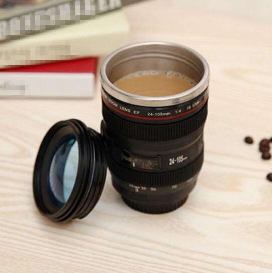 Creative 400ml Stainless steel liner Camera Lens Mugs Coffee Tea Cup Novelty Gifts Thermocup Thermomug