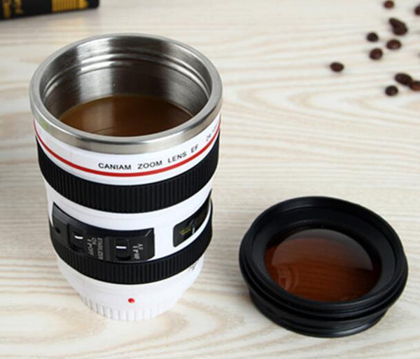 Creative 400ml Stainless steel liner Camera Lens Mugs Coffee Tea Cup Novelty Gifts Thermocup Thermomug