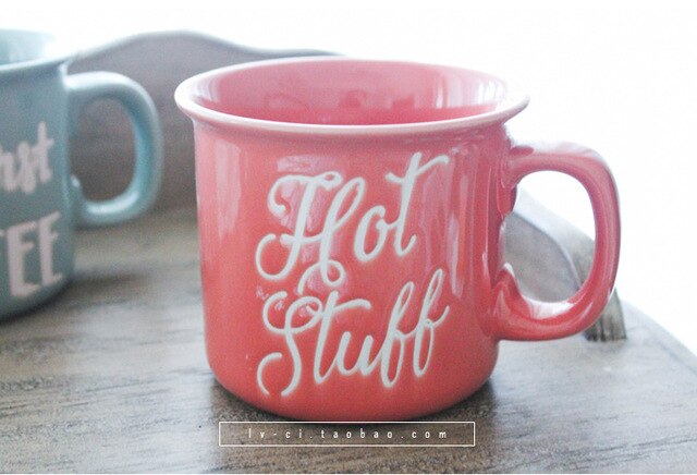 Green Porcelain House Foreign Trade Abactinal Mug Originality Hand Letter Ceramics Cup Marc Cup European Star Buck Coffee Cup