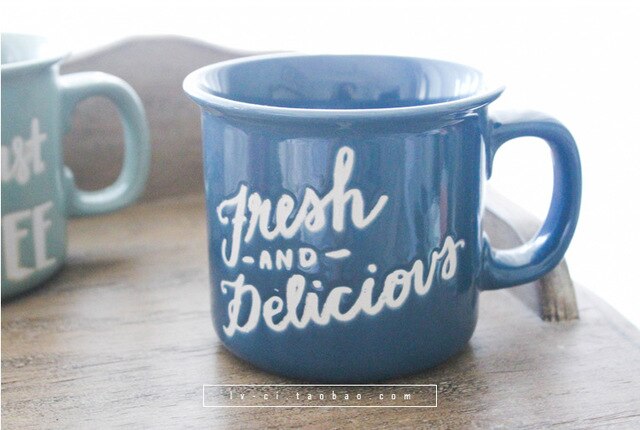 Green Porcelain House Foreign Trade Abactinal Mug Originality Hand Letter Ceramics Cup Marc Cup European Star Buck Coffee Cup