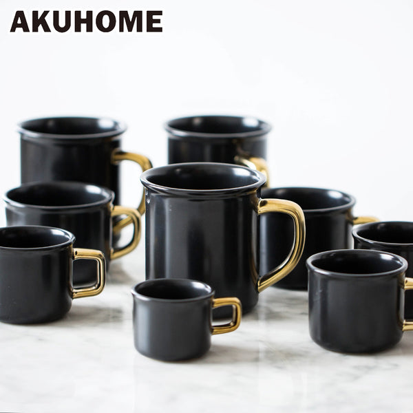 Black Golden Stoneware Coffee Mug