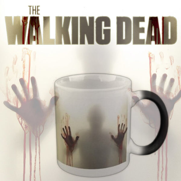 Drop shipping The Walking Dead Mugs Color Change Ceramic Coffee Mug and Cup Fashion Gift Heat Reveal Magic Zombie Mugs 2017