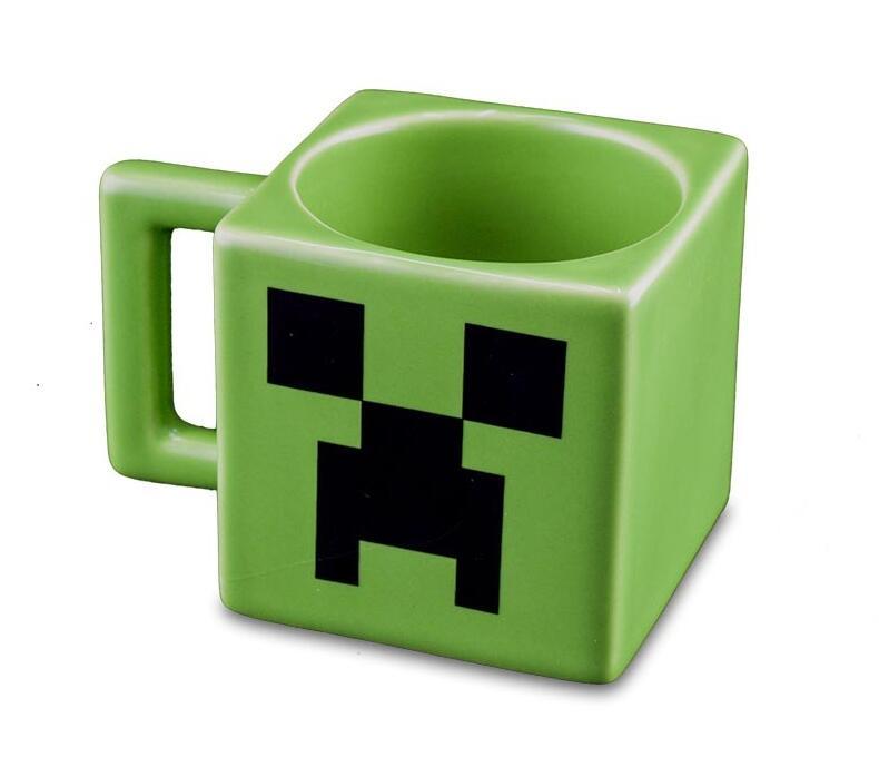 Minecraft Creeper Face Square Coffee Cup Mug Tea Cafe Green Cube Cup Mine Craft Porcelain Birthday Gift Excellent Condition
